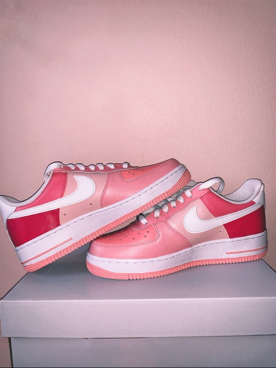 Nike Air Force Shoes - Women's Low-Top Pink Colorblock Sneakers with White Swoosh Accent
